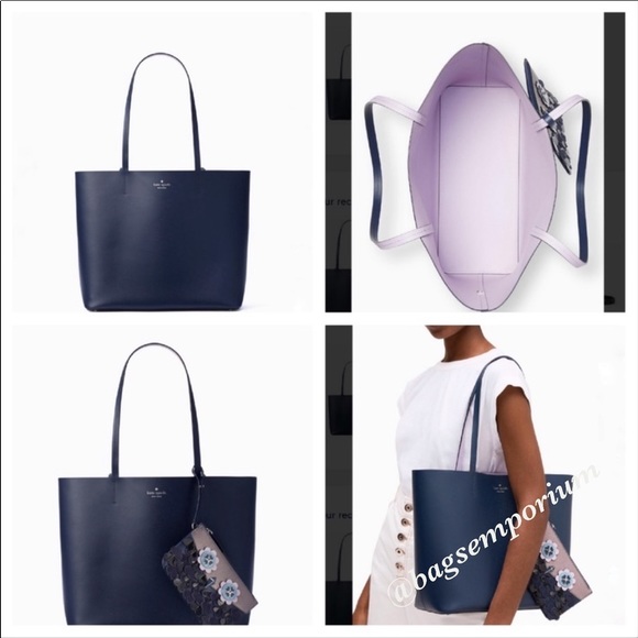 KATE SPADE Large Leather Tote Purse w wristlet - Picture 4 of 8